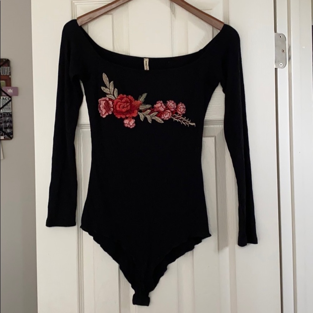 Off the shoulder embroidered bodysuit